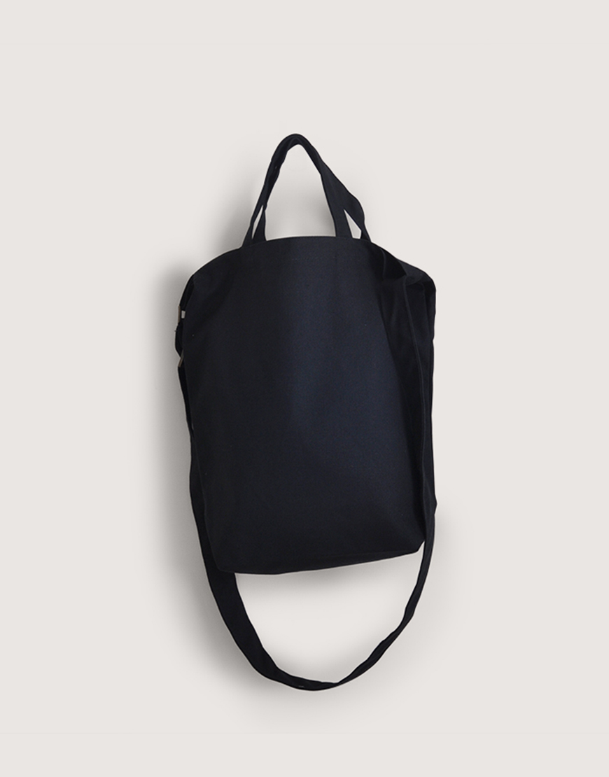黑色中帆布單層有底直式兩用袋|磁釦款|