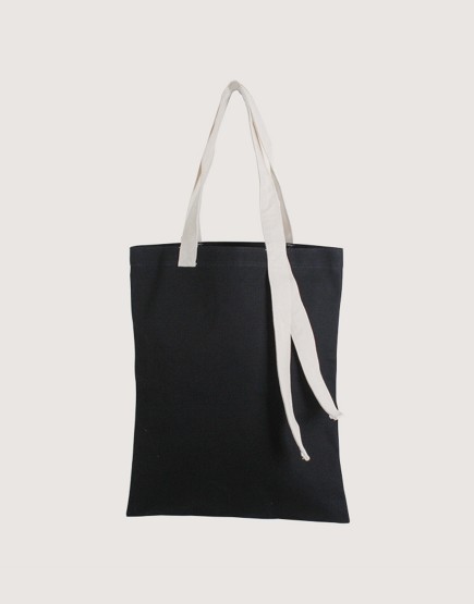 帆布直式袋 | 黑色袋子+米白背帶