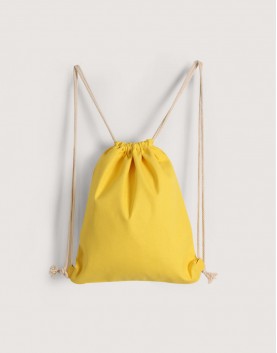 八色帆布束口後背包-黃色