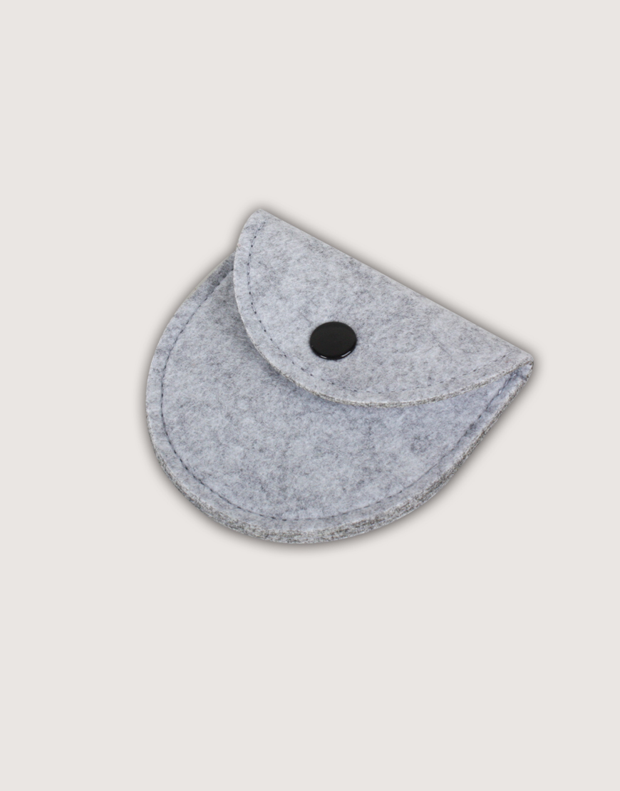 羊毛氈零錢袋 | 半圓形 | 淺灰色
