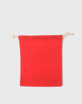 多色帆布束口收納袋-中號-紅色