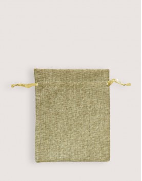 仿亞麻中號束口袋-淺咖啡色