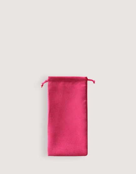 |缺貨|仿麂皮絨布束口袋-桃紅色