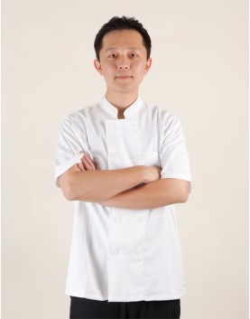 短袖雙排釦廚師服 (黑/白/酒紅)