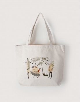 |插畫款|中帆布雙層橫式袋-是在說什麼