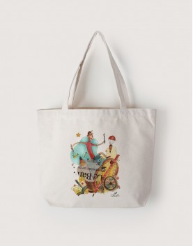 |插畫款|中帆布雙層橫式袋-最美好的禮物