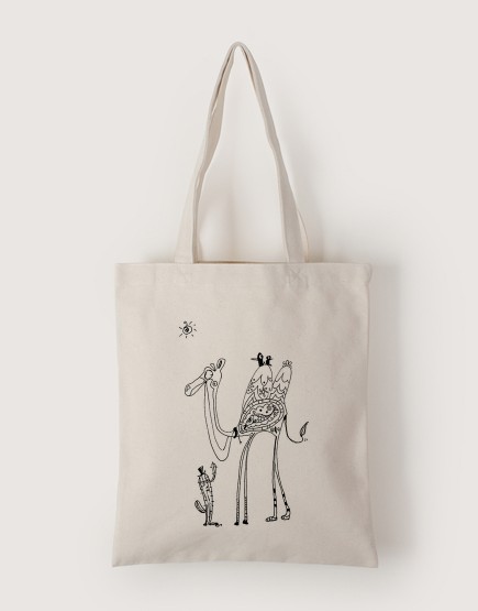 |插畫款|中帆布單層直式袋-駱駝
