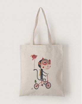 |插畫款|中帆布單層直式袋-聖誕猴子