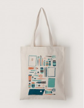 |插畫款|中帆布單層直式袋-插畫家的水彩工具