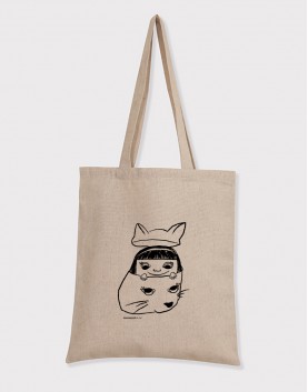 |插畫款|棉麻單層直式肩背包-你是我的全世界	