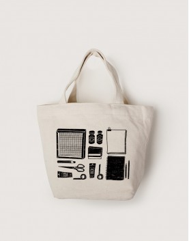 |插畫款|中帆布拉鍊小托特-插畫家的絹印工具